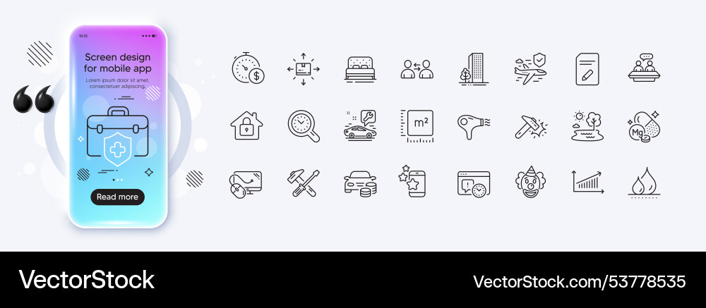Lock square meter and best app line icons for web Lock square meter and best app line icons for web vector image