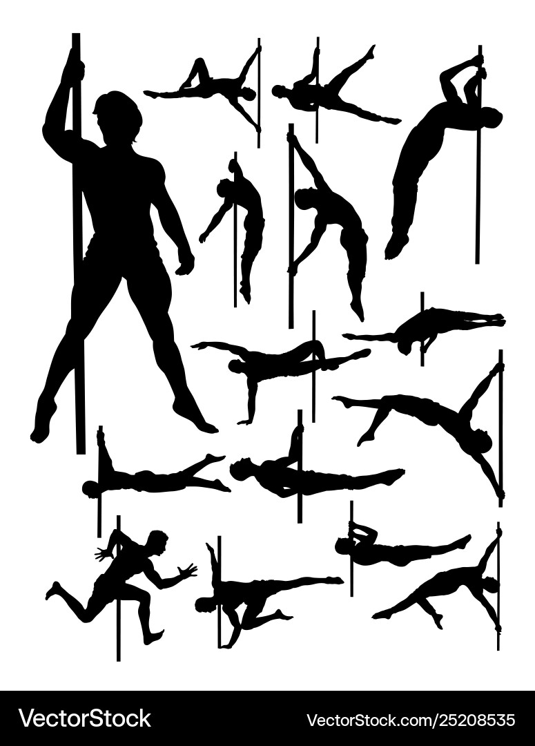 Male Pole Dancer Silhouette vector image