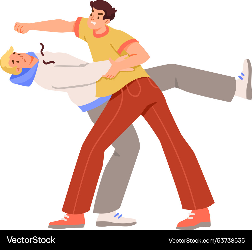 Man fighting and beating with aggression Vector Image