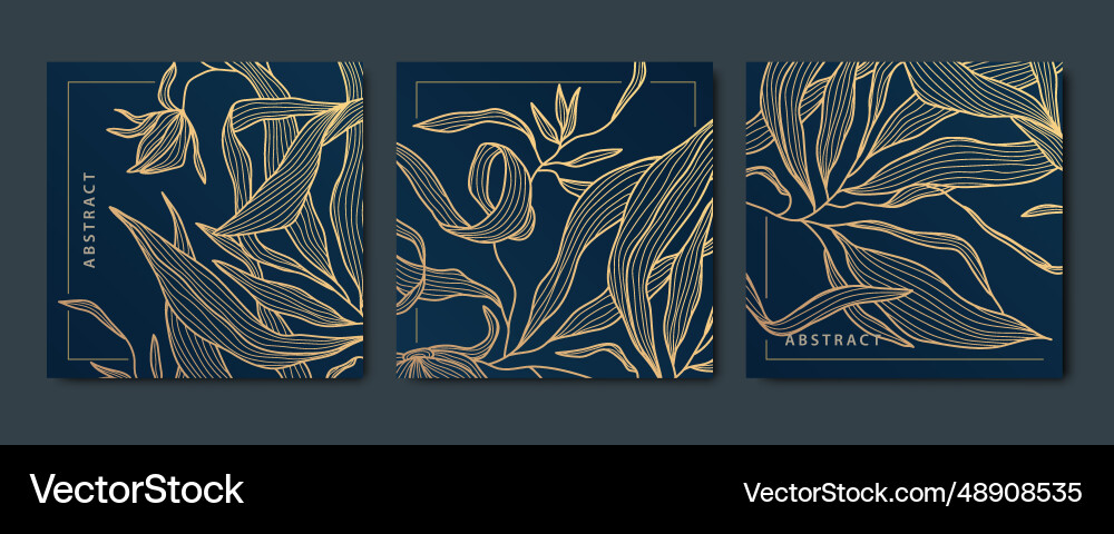 Set of abstract luxury golden square cards Set of abstract luxury golden square cards vector image