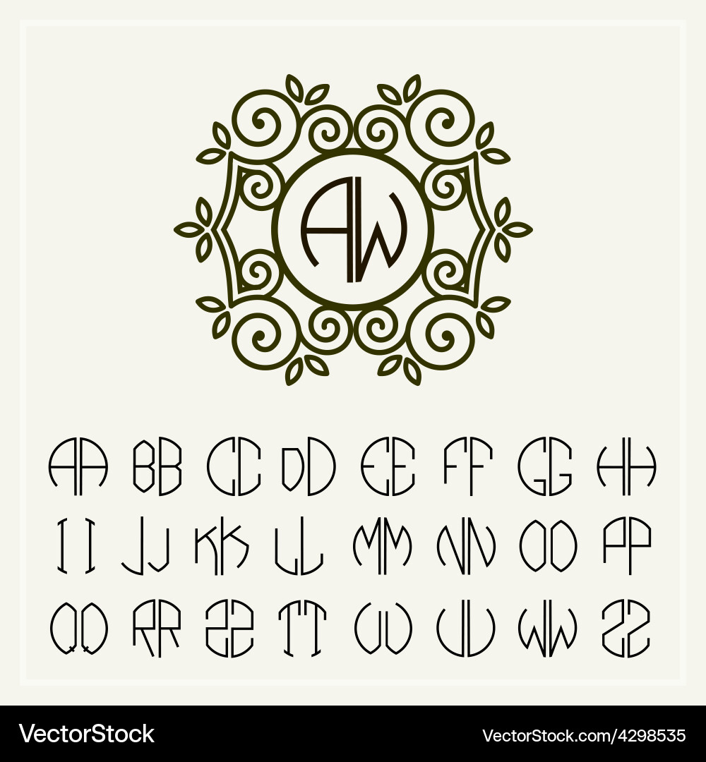 Set template to create monograms of two letters vector image