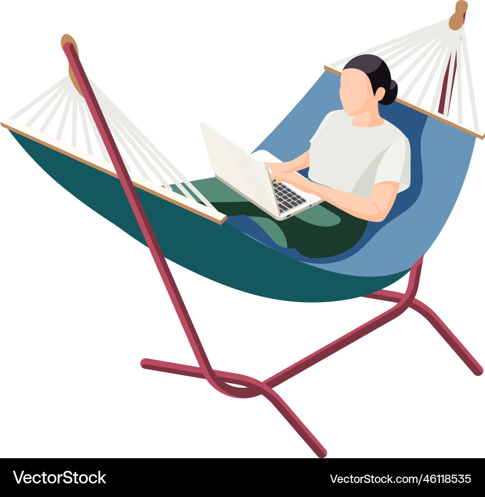 Working in hammock composition Vector Image