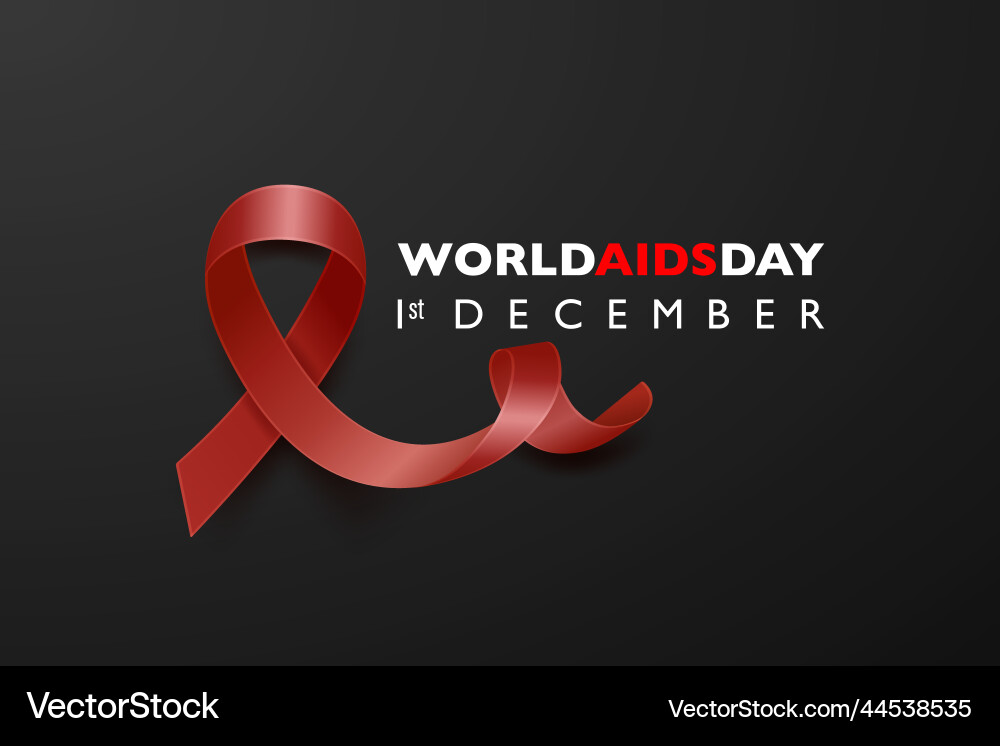 World aids day banner - awareness red silk vector image