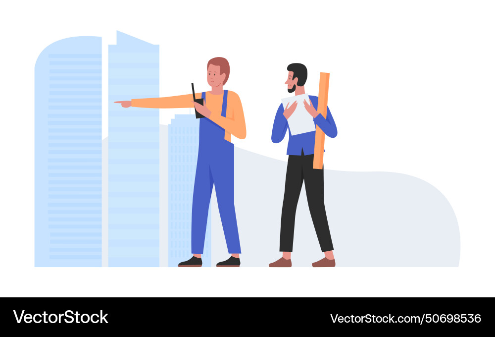 Architect worker with builder Architect worker with builder vector image