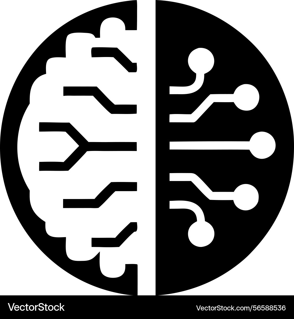 Artificial intelligence and brain icon Royalty Free Vector