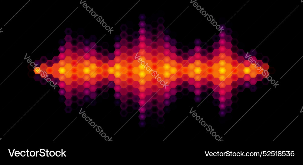 Audio or music shiny sound waveform with hexagonal Audio or music shiny sound waveform with hexagonal vector image