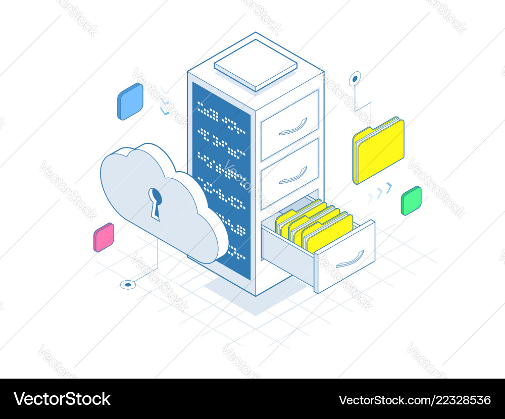 Cloud Data Storage & Computing Vector Image