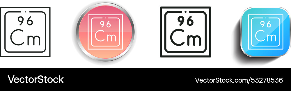Curium icon thin linear regular and button style vector image