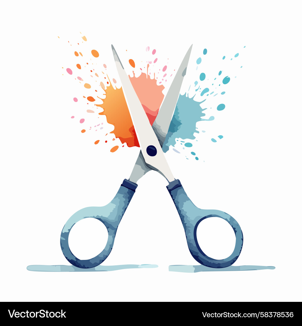 Dynamic Scissors with Orange Splash Vector Image