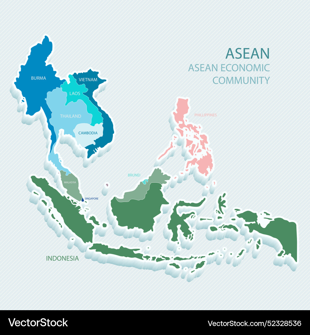 Flat design asean map Vector Image