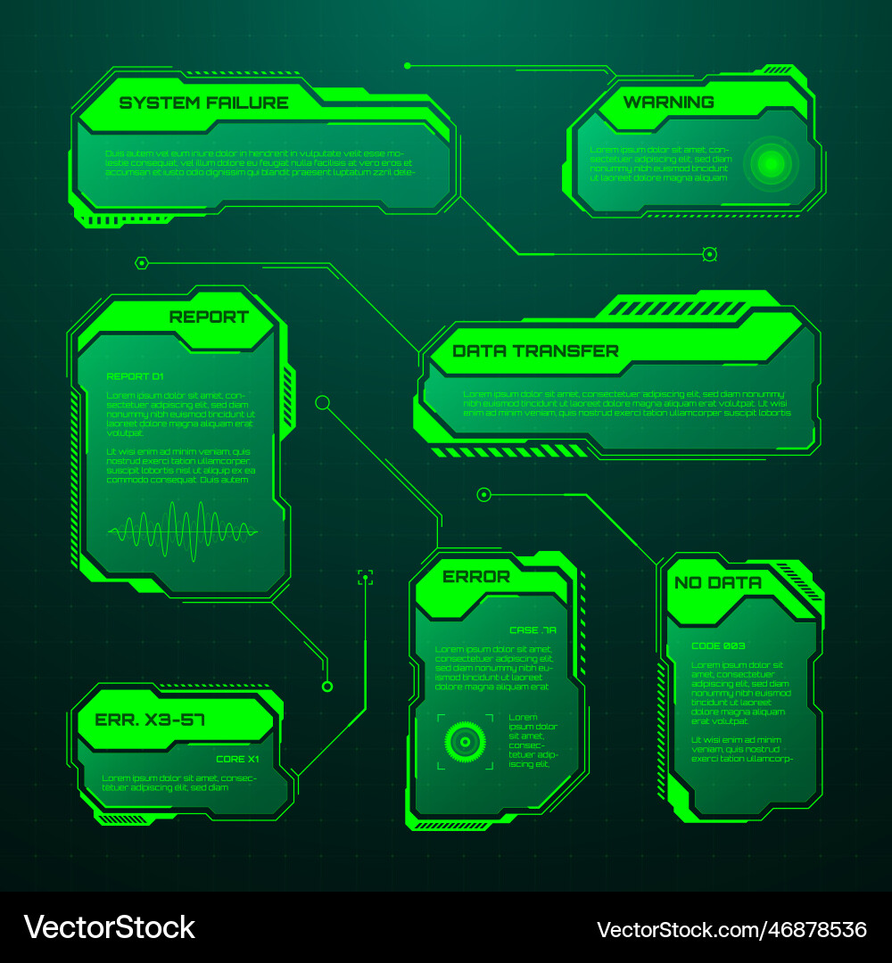 Green futuristic hud ui elements sci-fi user Green futuristic hud ui elements sci-fi user vector image