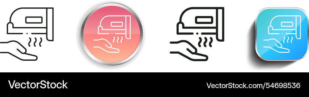 Hand dryer icon thin linear regular and button vector image