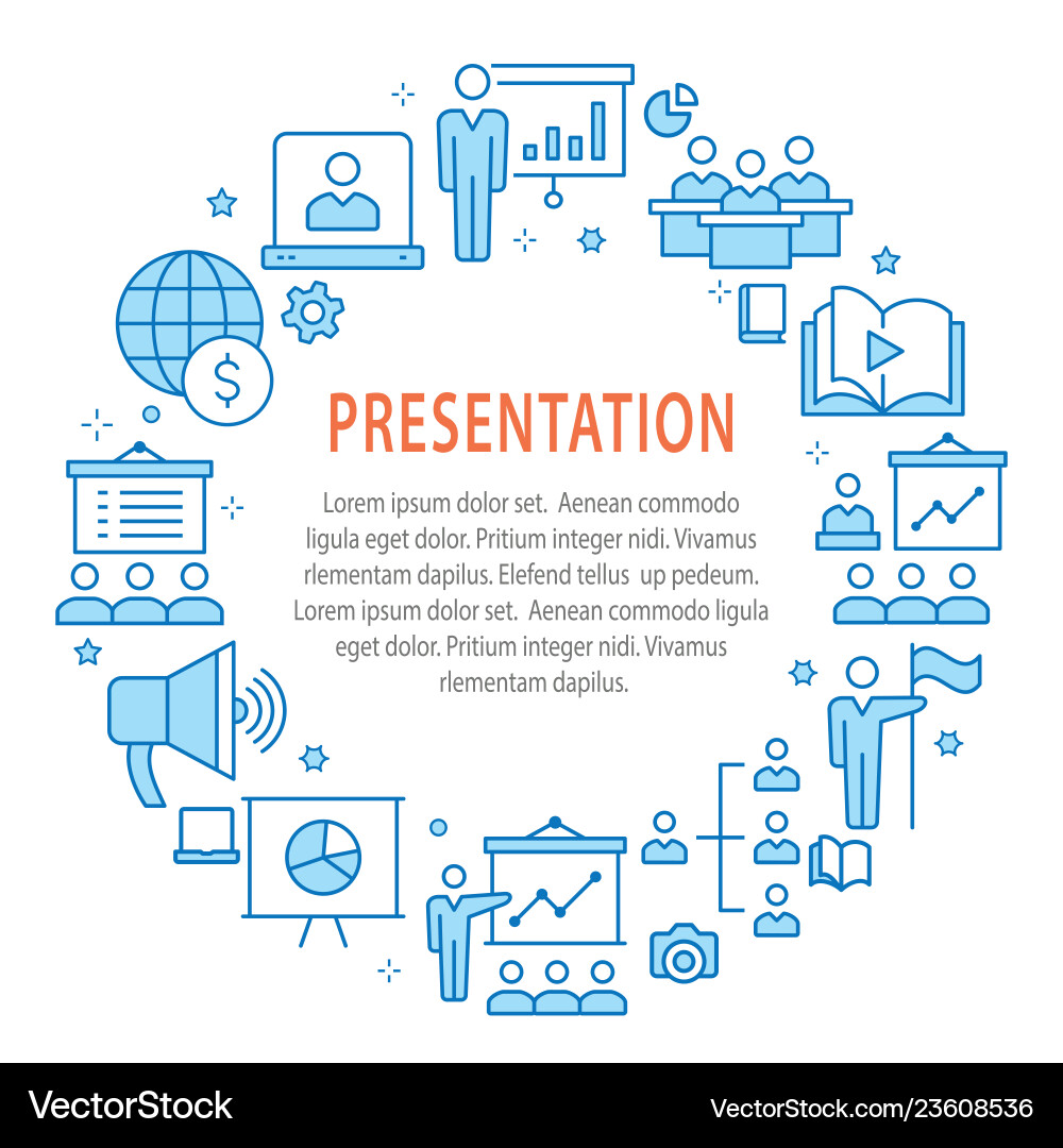 Presentation outline icons set for interface Vector Image