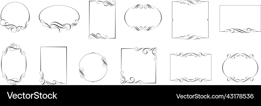 Retro Calligraphic Frames & Borders vector image