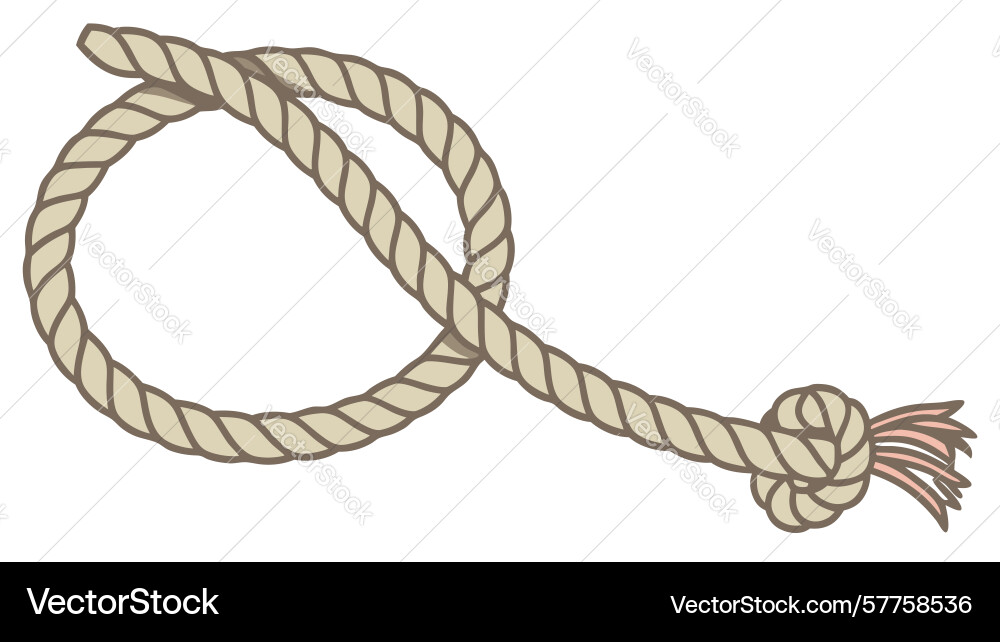 Rope with simple loop knot nautical element vector image