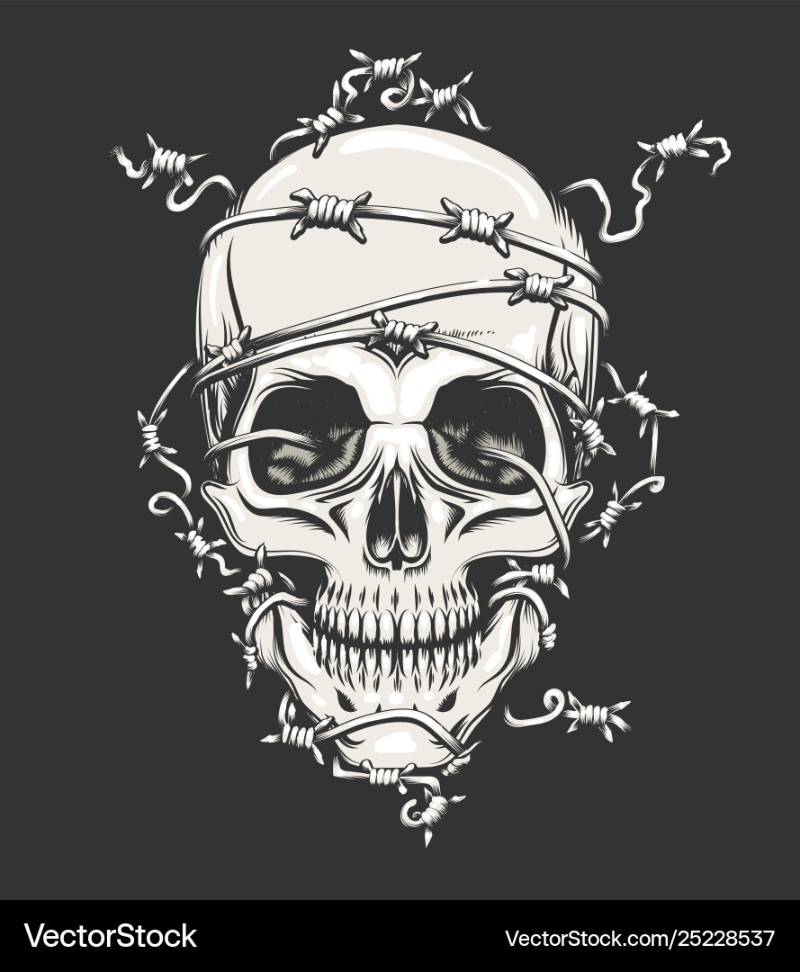 Barbed Wire Skull Vector Image