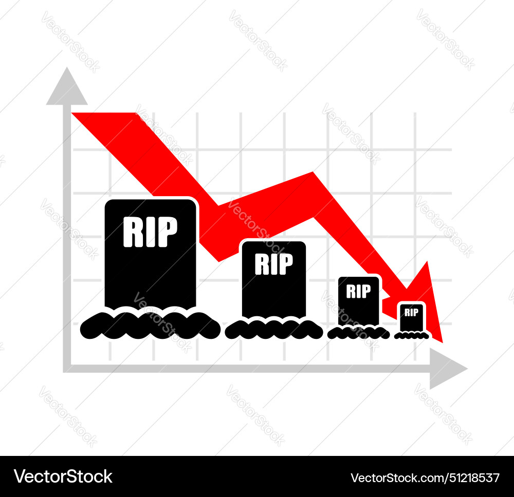 Graph of decline in mortality shrinking graves vector image
