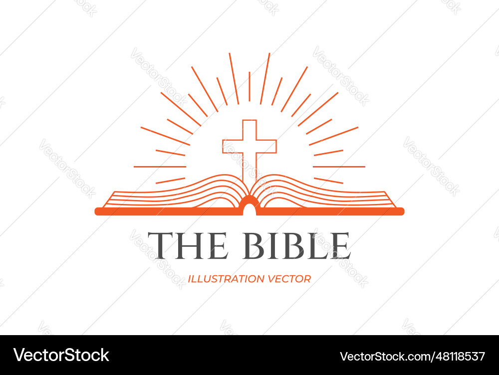 Sunrise Jesus Cross with Bible Vector Image