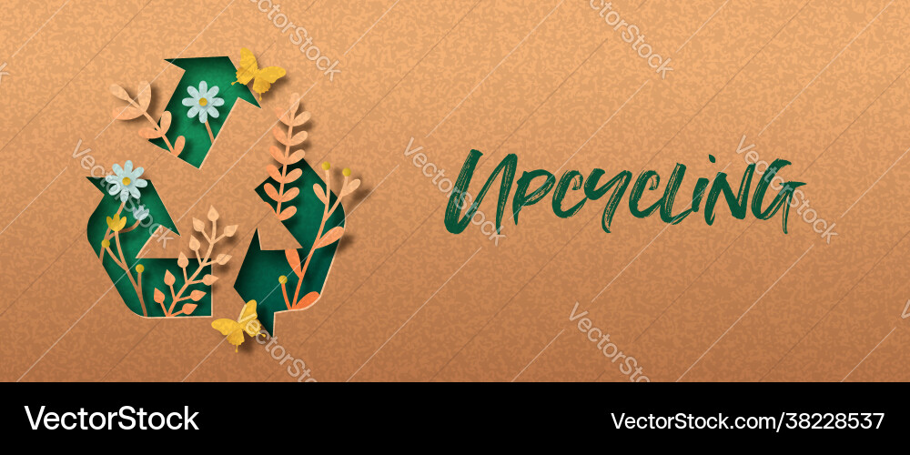 Upcycled Paper Cut Banner - Green & Leafy Vector Image