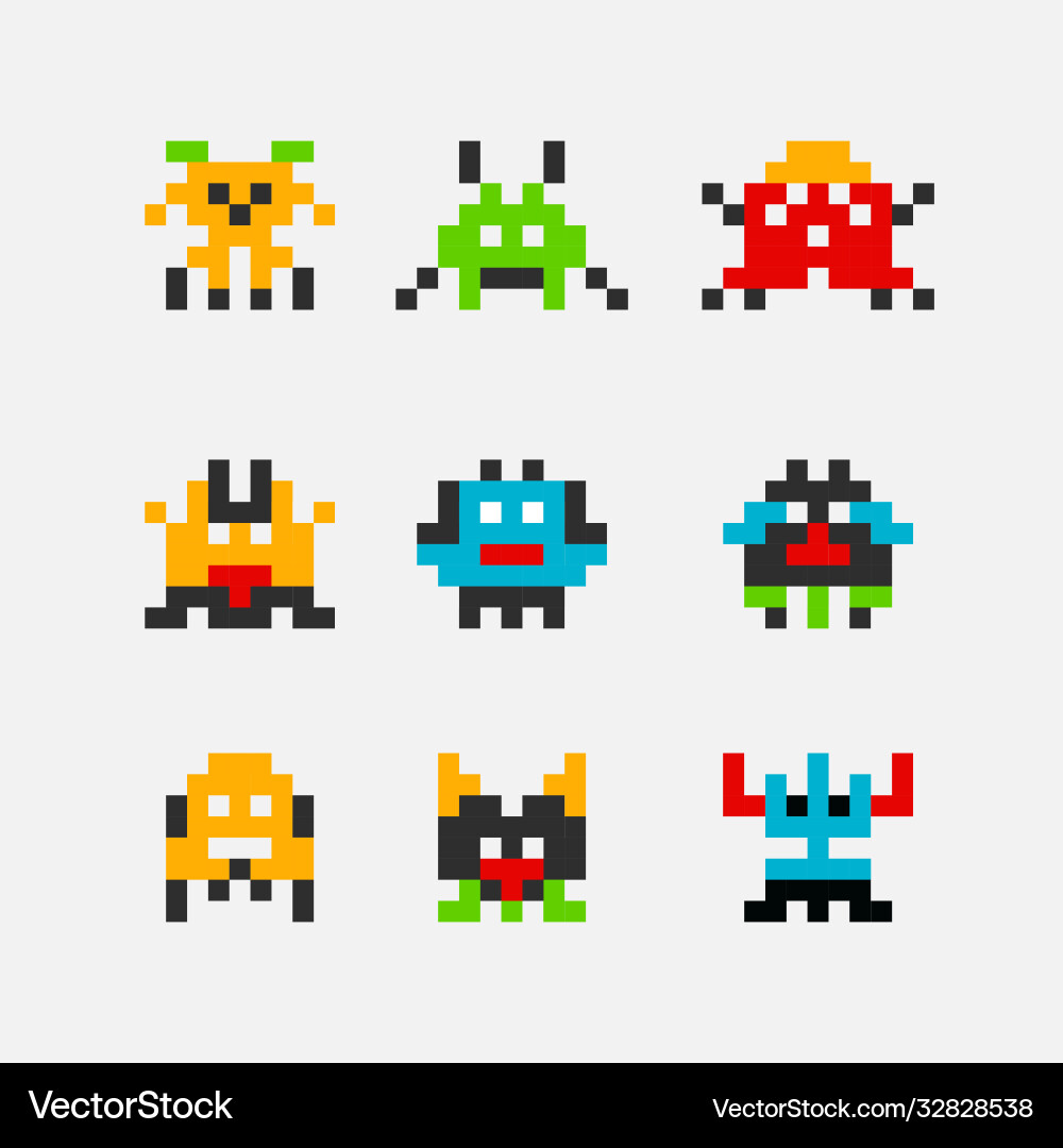 8-bit Pixel Space Alien vector image