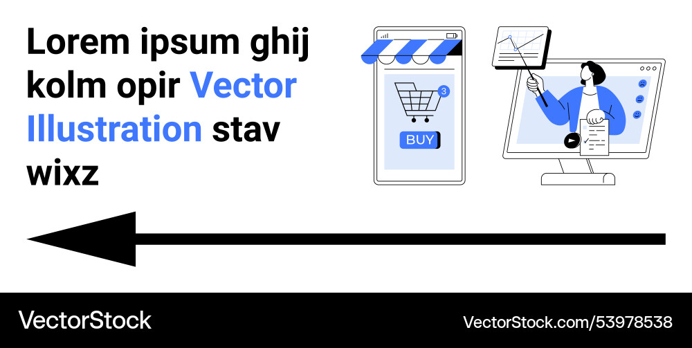 E-commerce and data analysis concept with shopping E-commerce and data analysis concept with shopping vector image