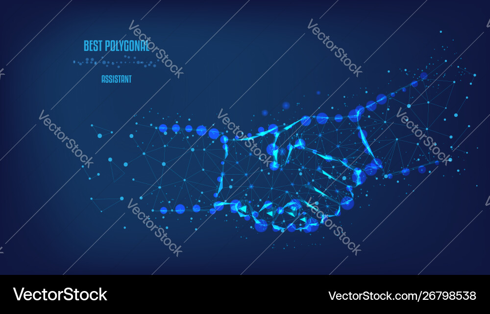 Handshake from triangles and luminous points Handshake from triangles and luminous points vector image