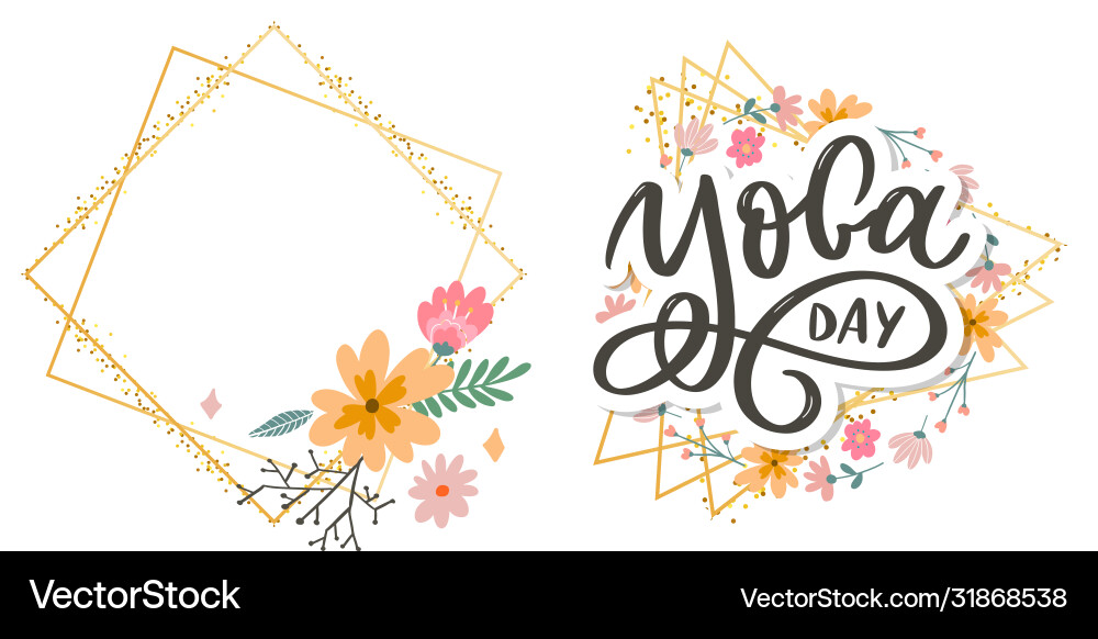 Lettering yoga background international day Lettering yoga background international day vector image
