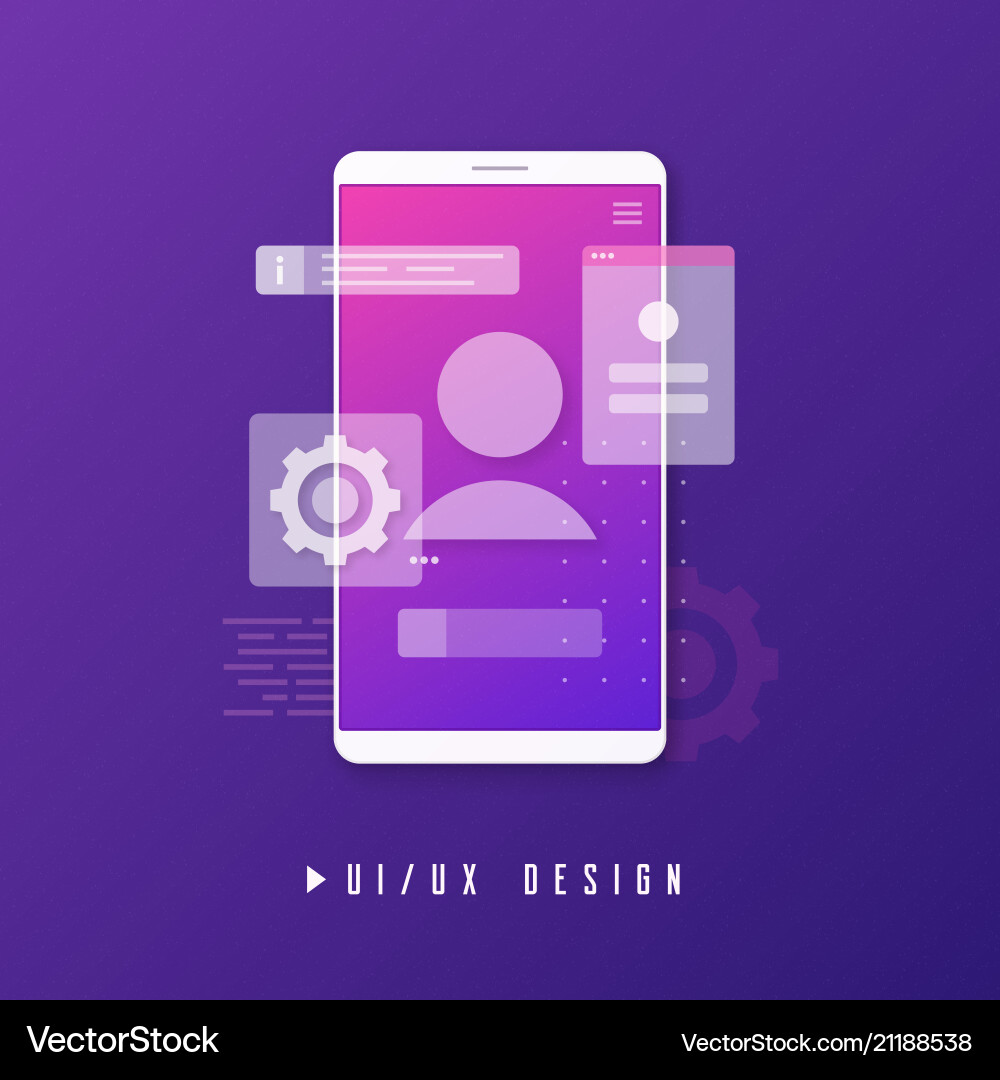 Mobile ui ux design app development concept vector image