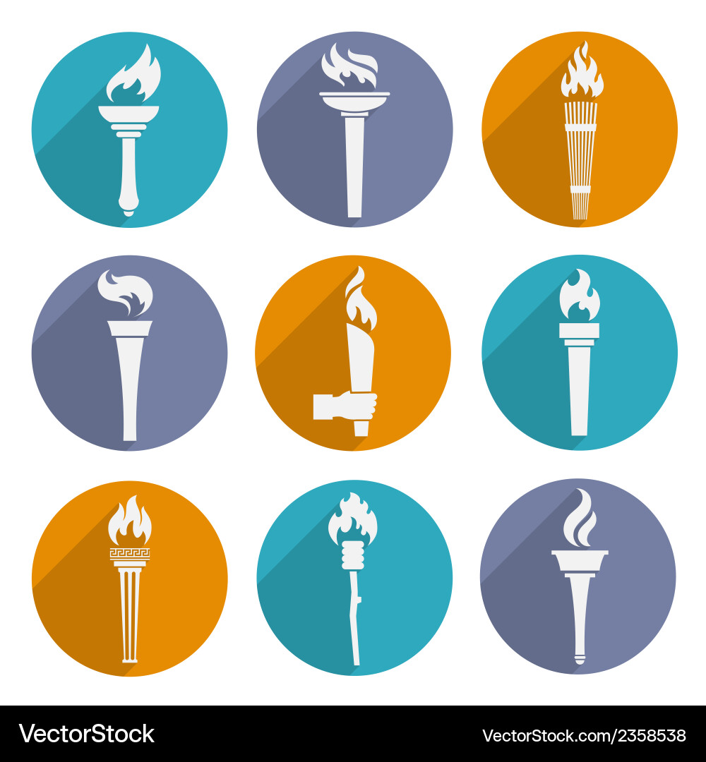 Retro Torch Icons Set vector image