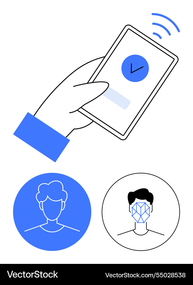 Smartphone authentication features with face Smartphone authentication features with face vector image
