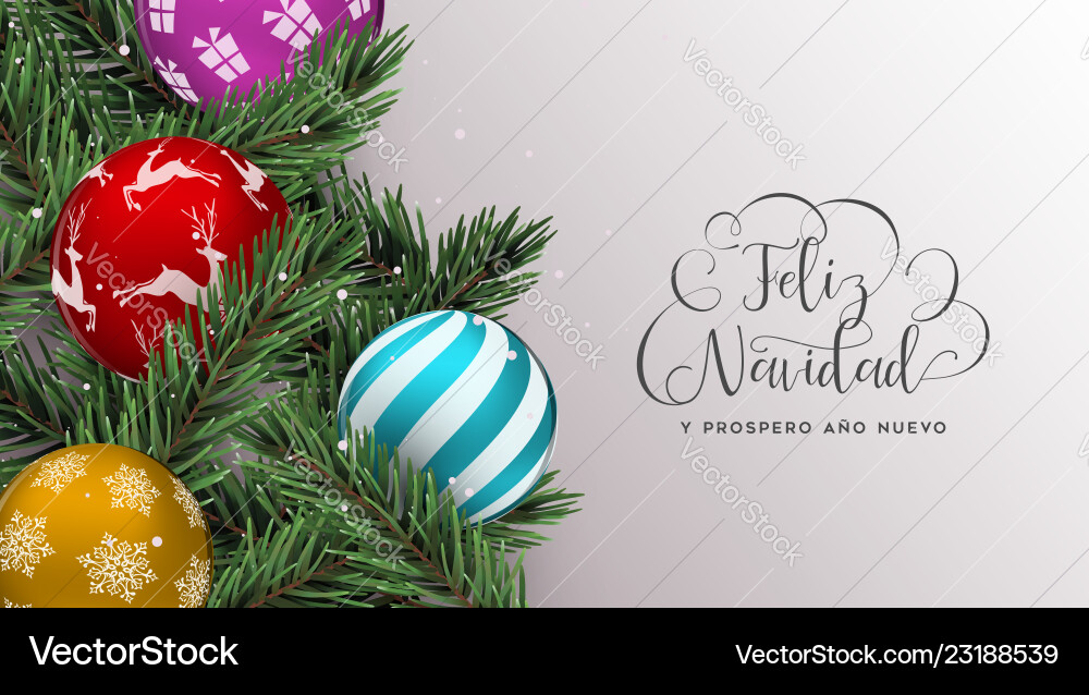 Christmas tree decoration banner in spanish Christmas tree decoration banner in spanish vector image