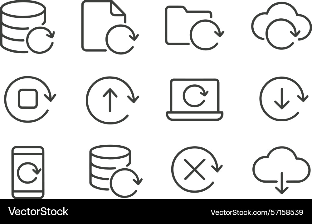 Data backup and synchronization icons vector image