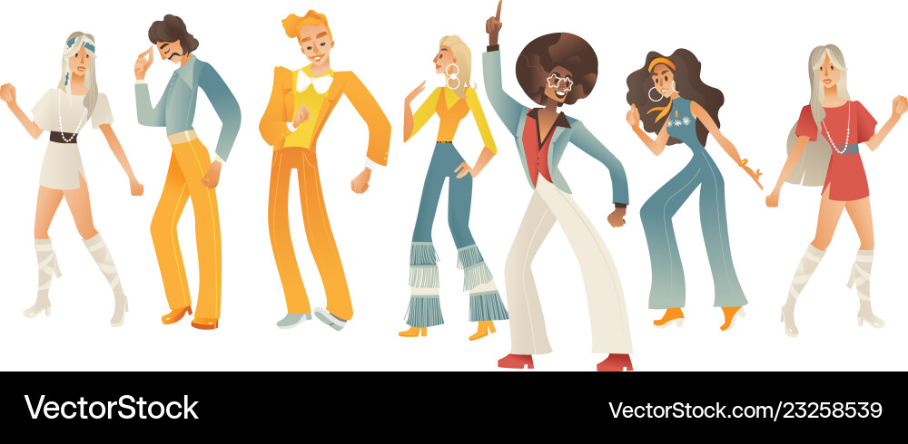 Disco dancing people set Royalty Free Vector Image