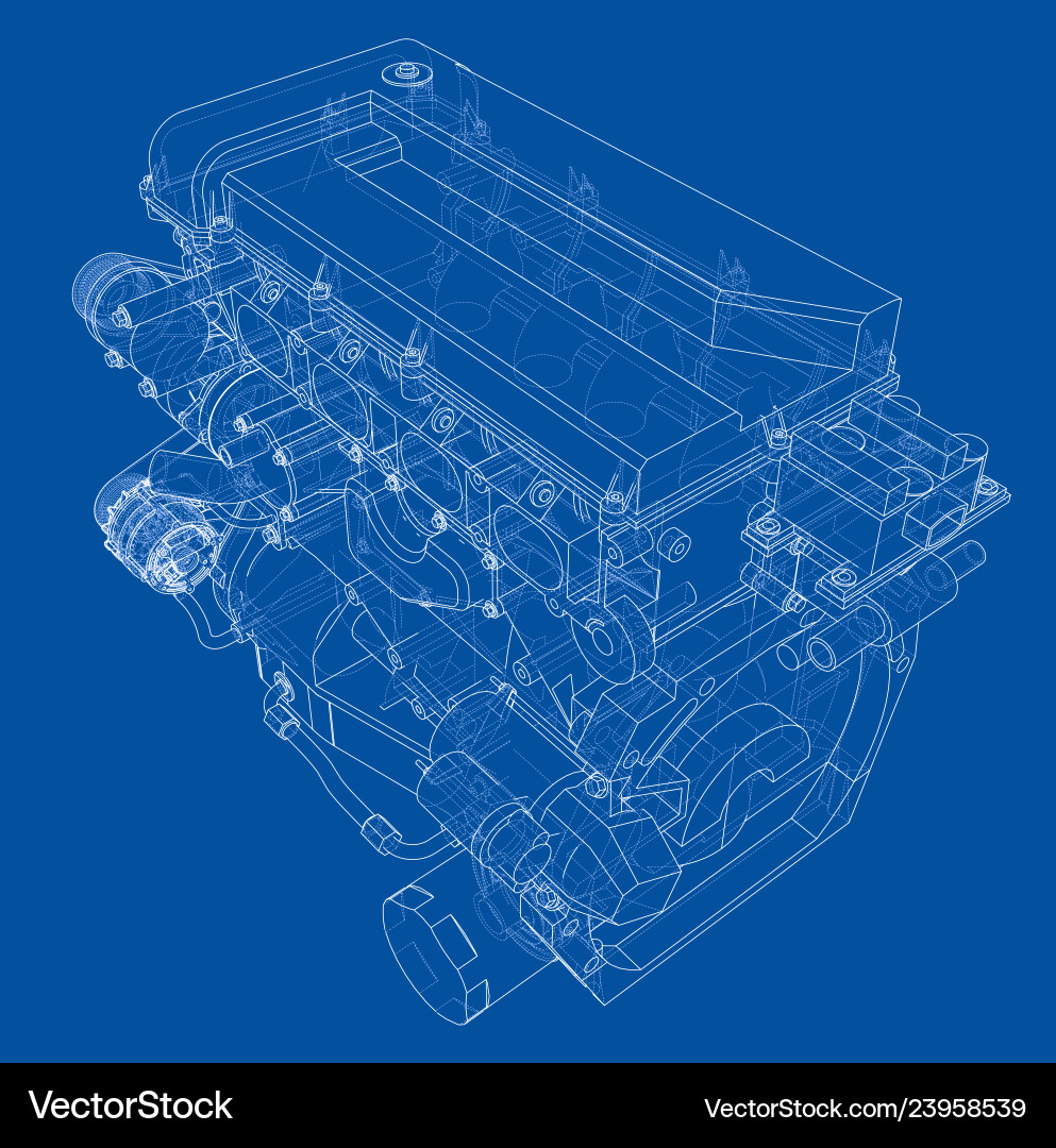 Engine sketch rendering of 3d Vector Image