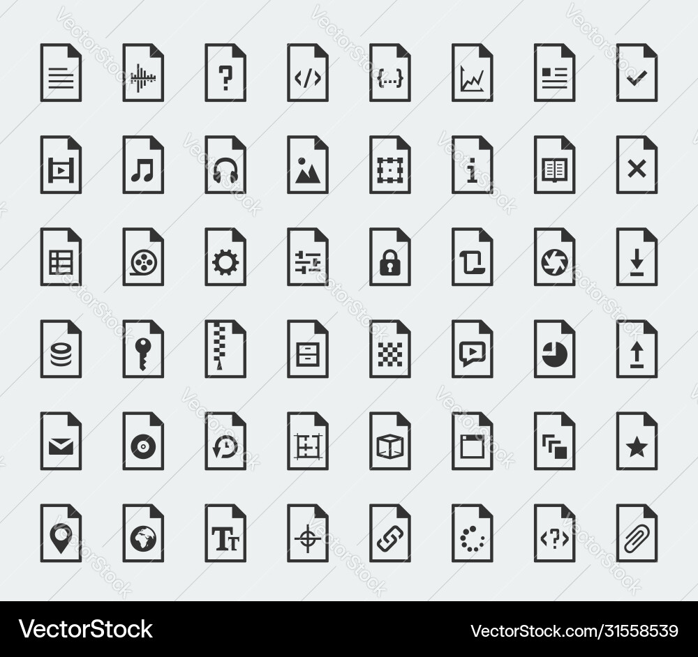 File formats and types icon set File formats and types icon set vector image