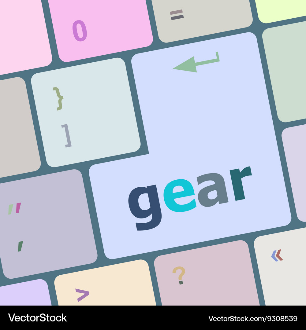 Gear button on computer pc keyboard key Vector Image