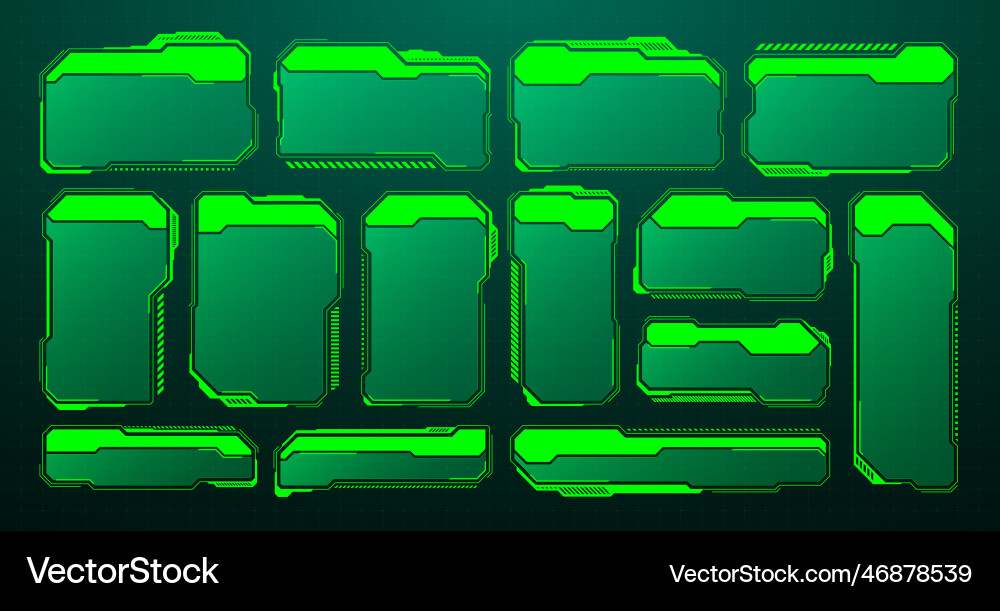 Green futuristic hud ui elements sci-fi user Vector Image