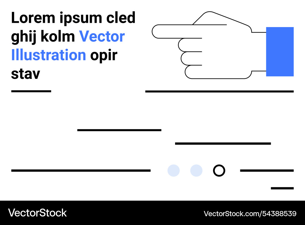 Hand pointing gesture with placeholder text Vector Image