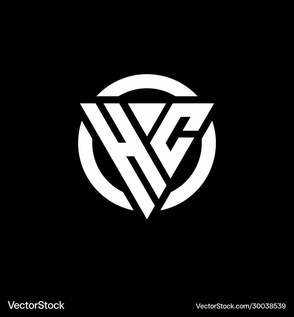 Hc logo with triangle shape and circle rounded Hc logo with triangle shape and circle rounded Vector Image