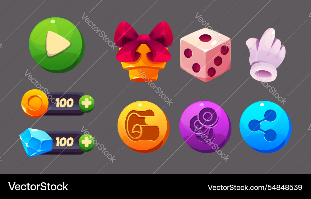 Mobile Game UI Elements Vector Image