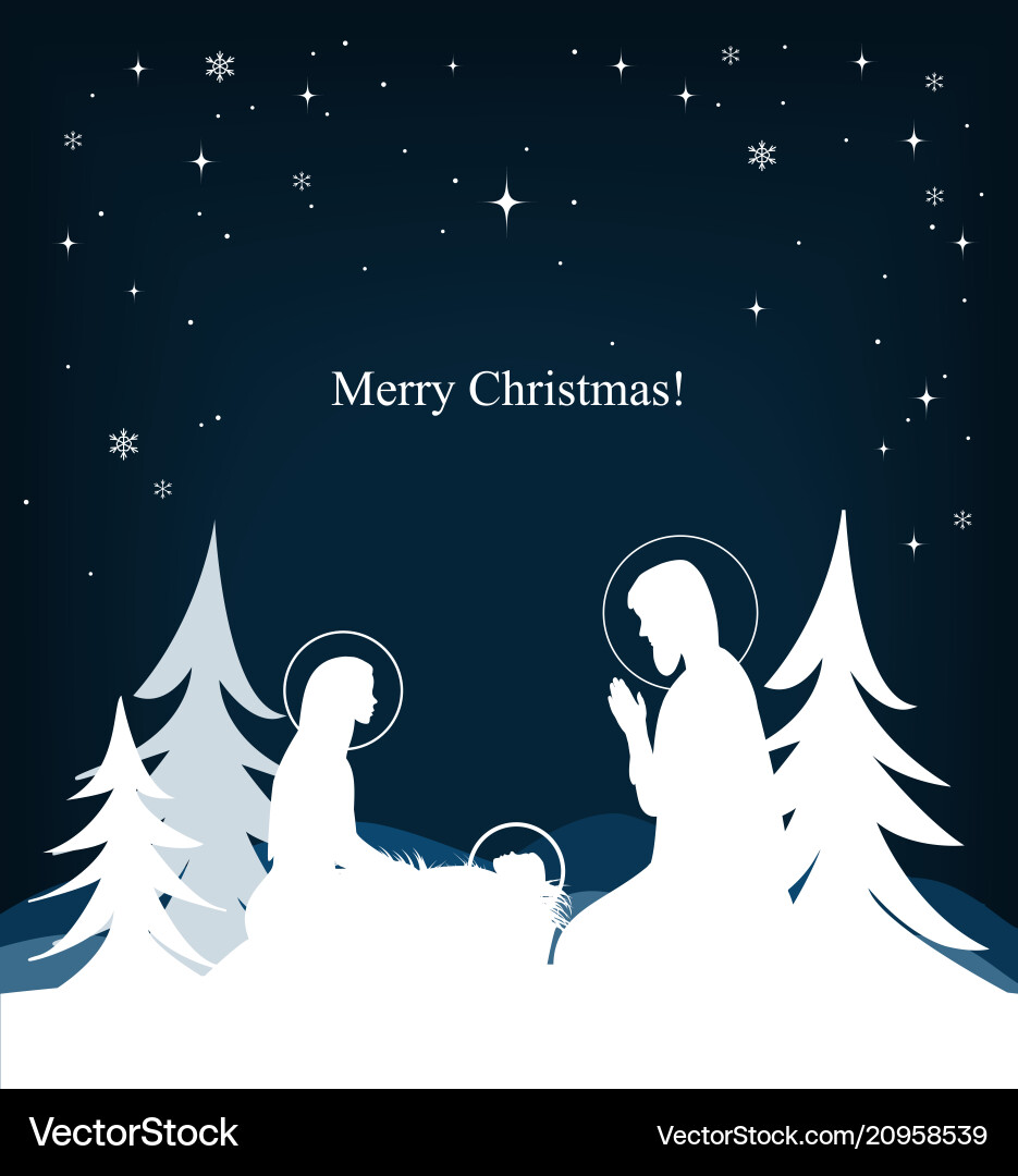 Nativity scene mary jesus and joseph silhouettes Nativity scene mary jesus and joseph silhouettes vector image