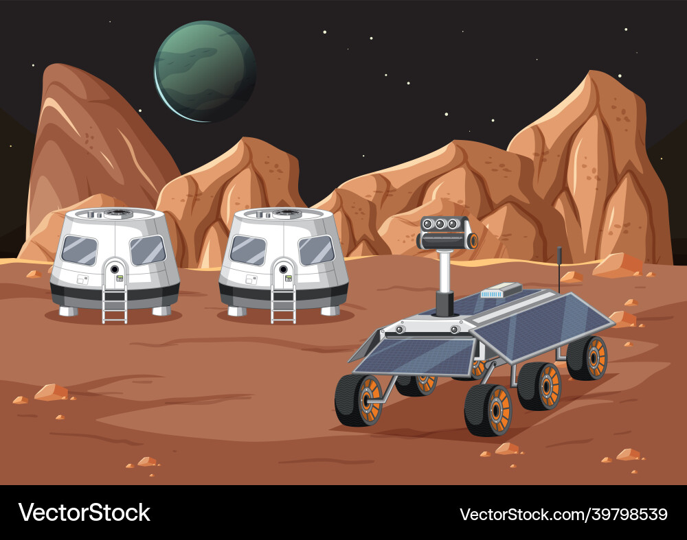 Outer space scene with station Outer space scene with station vector image