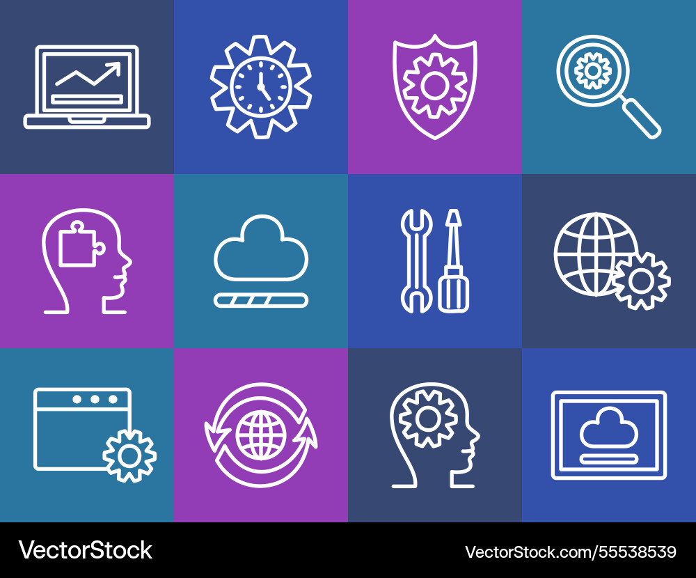Software icons computer technology web security Software icons computer technology web security vector image