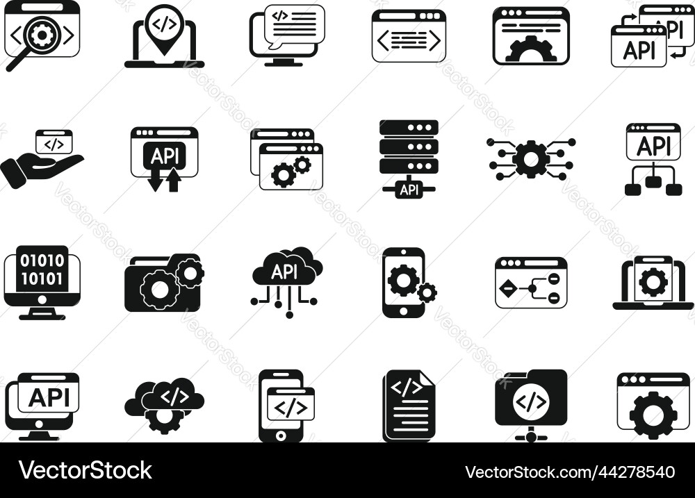 API Icon Set - Code-Entwicklung Vektorbild
