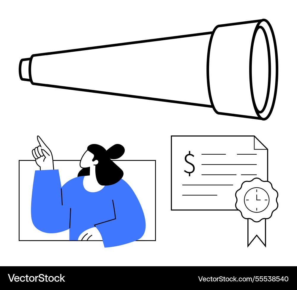 Character pointing towards future objectives Character pointing towards future objectives vector image