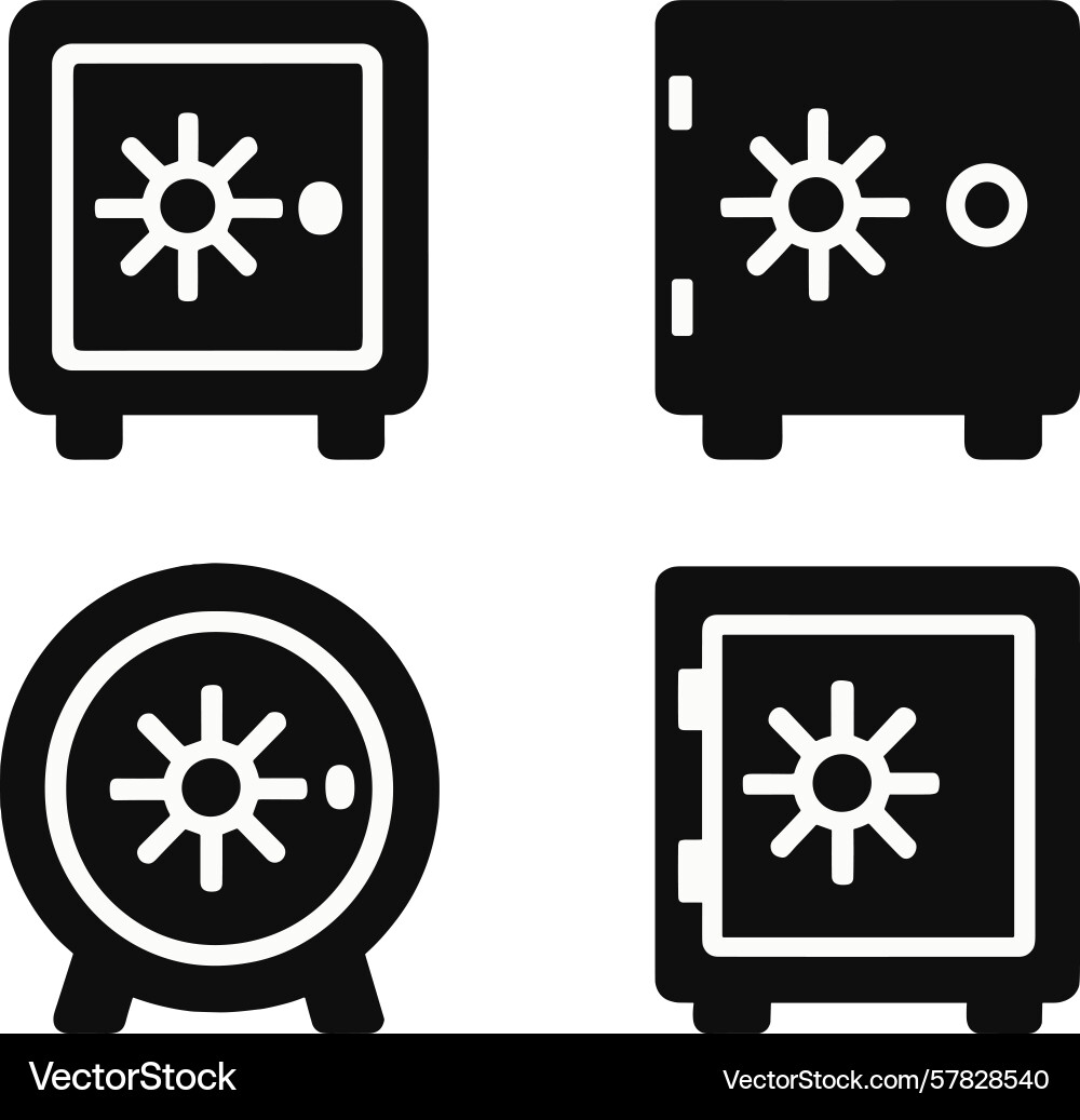 Different types of safes for secure storage vector image