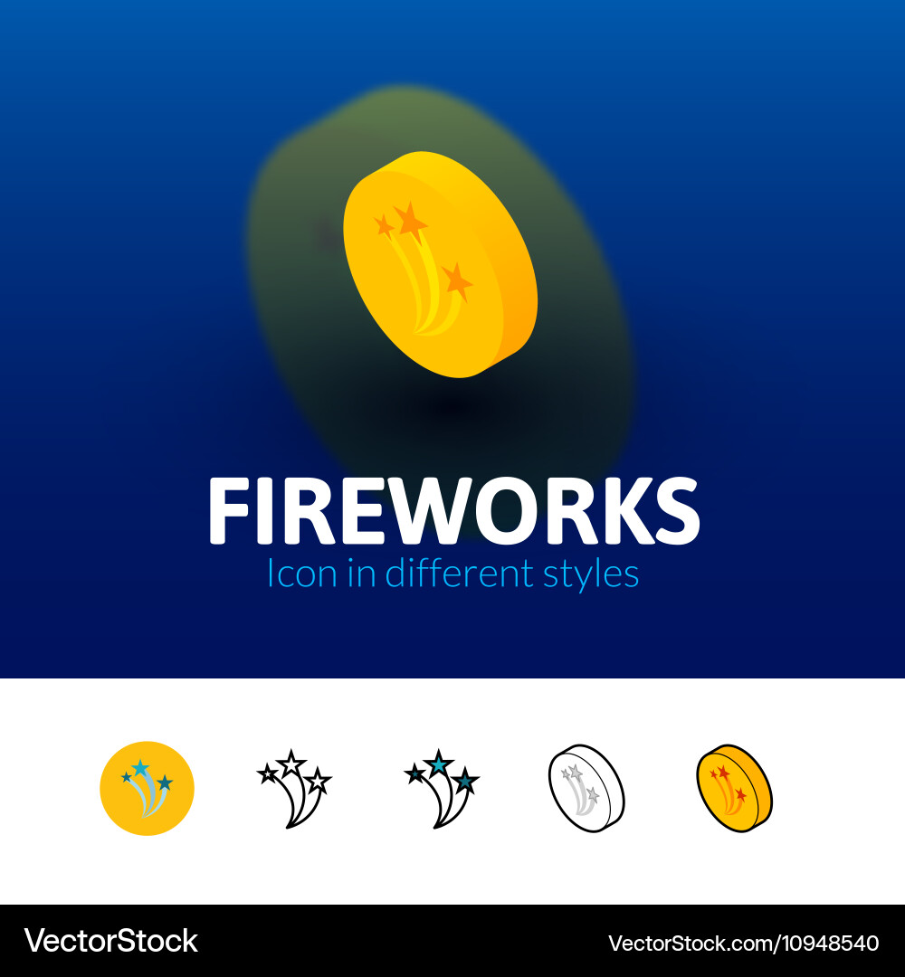 Fireworks icon in different style Vector Image