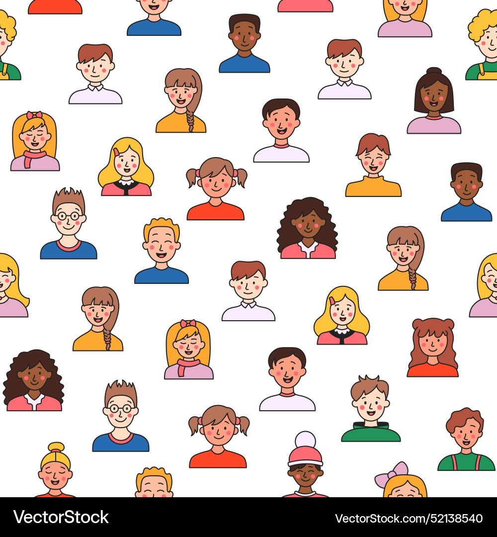 Kids different user profile seamless pattern vector image