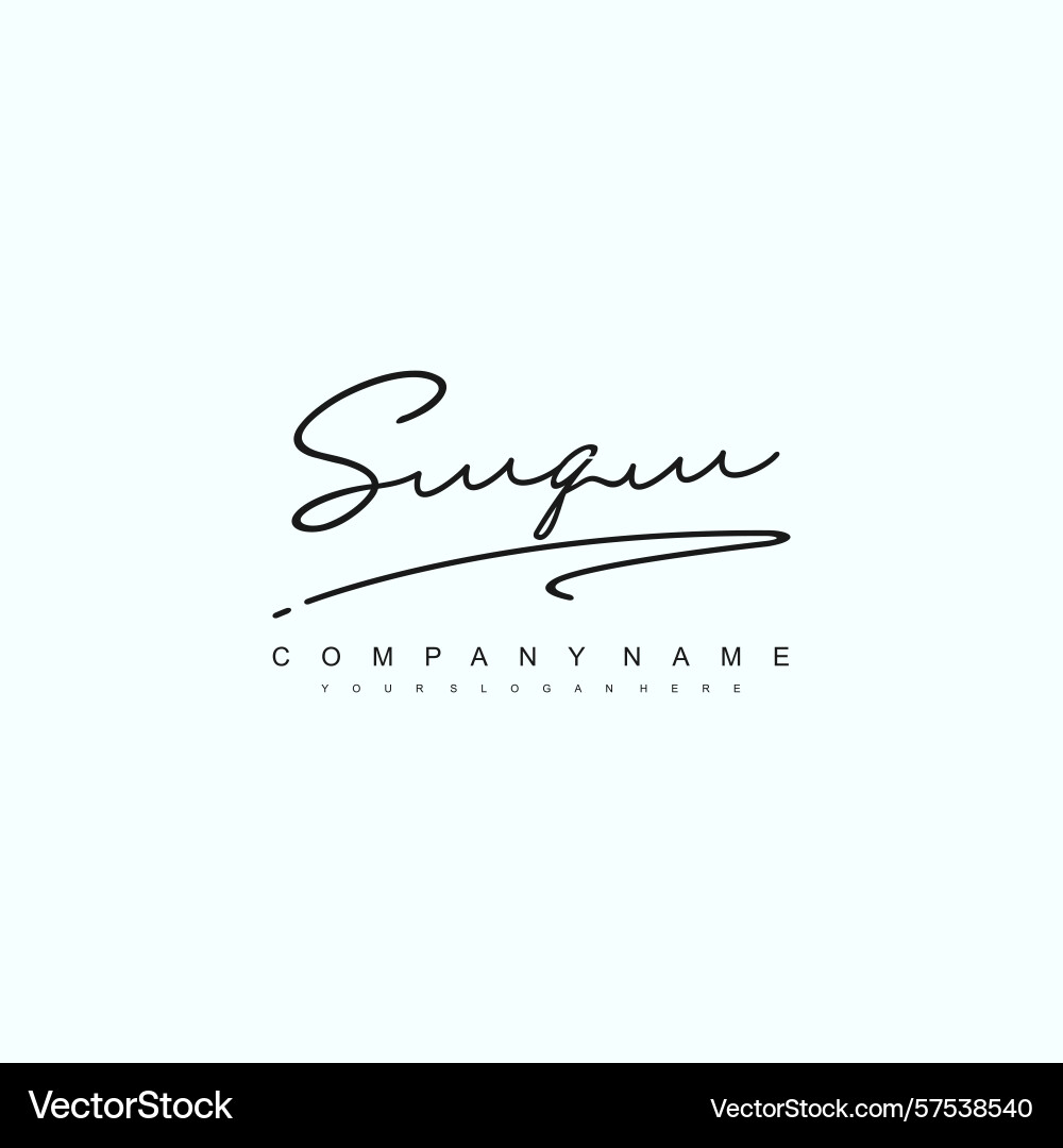 Minimal signature logo design with sq initials Minimal signature logo design with sq initials Vector Image