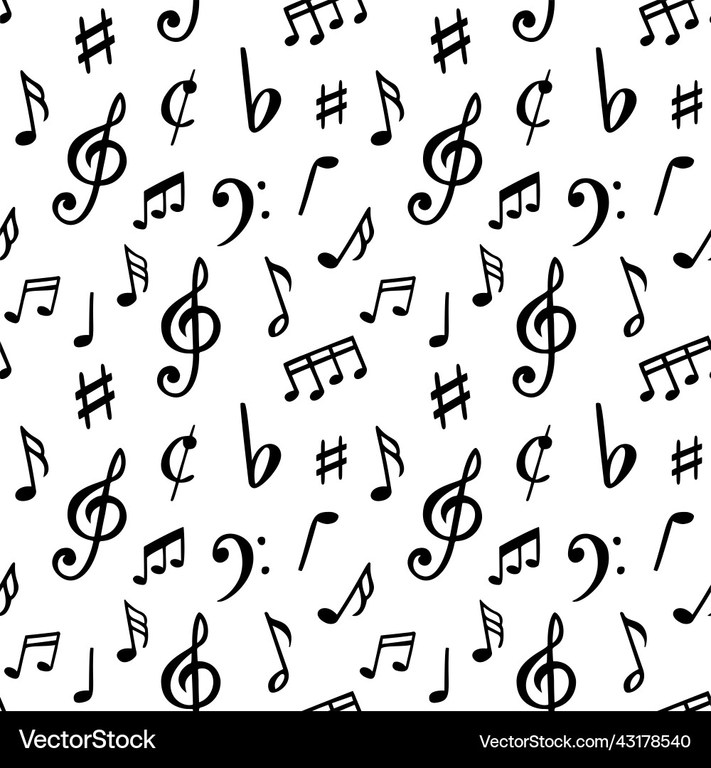 Music notes pattern seamless song notation sheet Music notes pattern seamless song notation sheet vector image